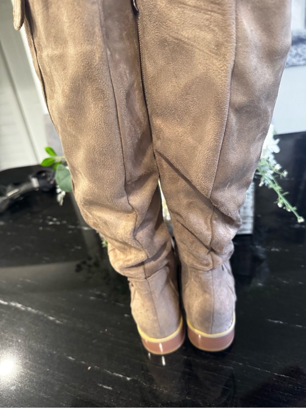 Taupe Knee-High Slouchy Suede Riding Boots “EU 38 / US Women’s 7.5–8” - Picture 4 of 7